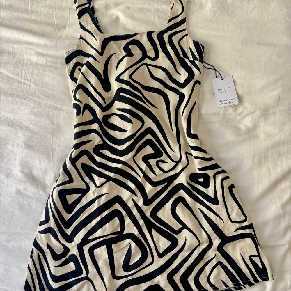 Black and Cream Patterned Dress